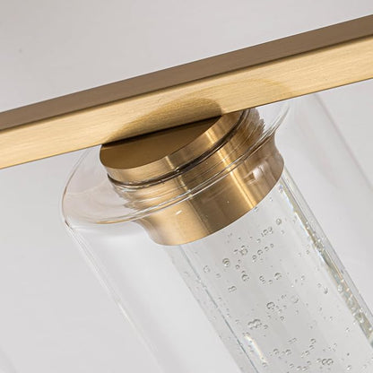 SineRise 6-Light Gold Vanity Light with 3 Color Modes (3000K/4000K/6000K), Eye Protection LED Bathroom Light Fixture, Dimmable Modern Wall Light Over Mirror with Clear Glass Shade