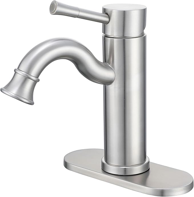Bropury Bathroom faucets with Adjustable Water Outlet Angle，USU304 Hot and Cold Mixed Water Bathroom Sink Faucet，Vanity Faucet for RV Camper Farmhouse Family Sink (Nickel Brushed)