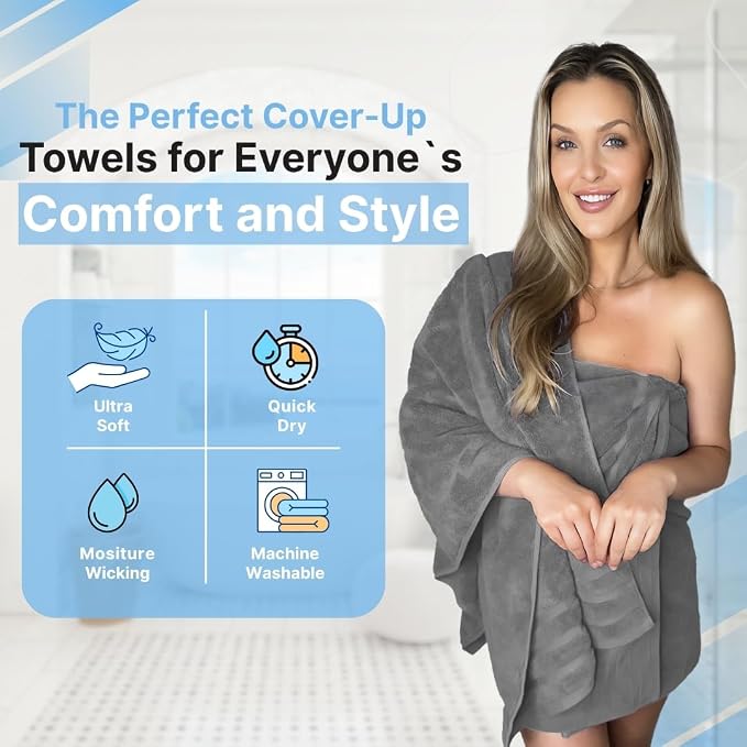 Infinitee Xclusives 100% Ring-Spun Cotton Bath Towels for Bathroom - Pack 2 | Luxury Super Soft, Absorbent & Quick-Drying |27x54 inches| Large Bathroom Towels Set |600 GSM| Gym, Shower, Spa & Hotel Use
