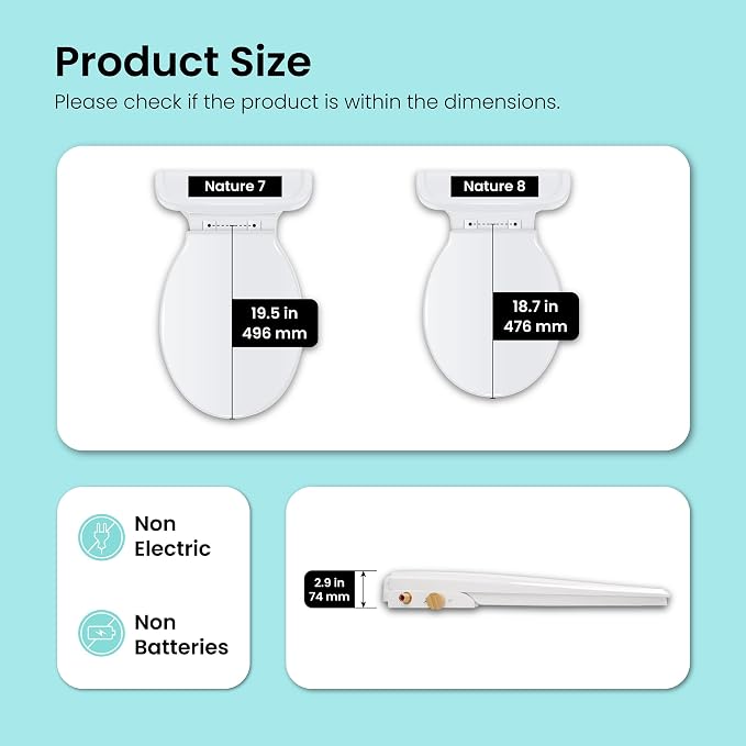 VOVO Nature 8 Non-electric Bidet Toilet Seat, Fits Round Toilets, Ambient Water Temperature, Easy Installation - White