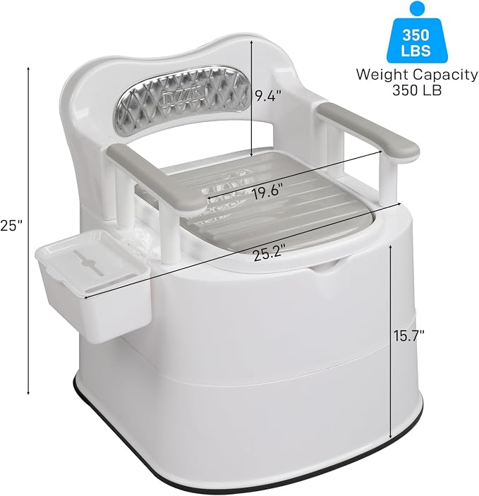VINGLI Large Portable Toilet for Elder, Commode with 5 Gallon Bucket Inner, Lightweight Camping RV Toilet for Adult, Kids, Boat, Van, Travel (Upgrade)
