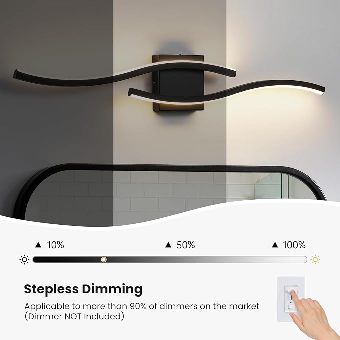 Bathroom Vanity Lights Over Mirror: 31.5 Inch 20W Black LED Bathroom Lighting Fixtures 5CCT Dimmable 2700-5000K Vanity Lighting Modern Bath Sconces Wall Light for Mirror Cabinets Bedroom Living Room