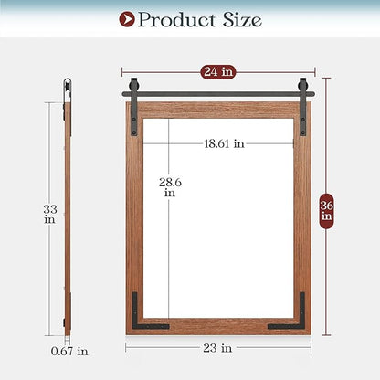 Farmhouse Bathroom Mirror, 24"x36" Brown Farmhouse Mirror with Rustic Wood Framed, Barn Door Vanity Mirrors for Wall, Vintage Decorative Mirrors for Entryway,Living Room,Bedroom