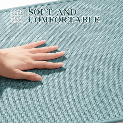chakme Bathroom Rugs Mat 32x17, Ultra Thin Non Slip Bath Mat Quick Dry Absorbent Bath Mat for Bathroom Floor, (Light Blue, 32"x17")