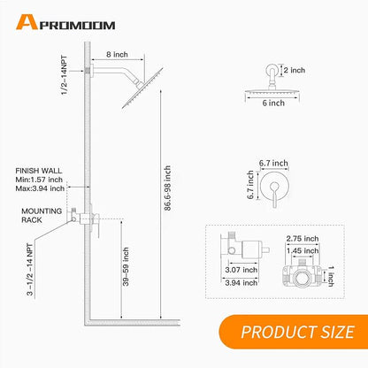 Shower Head And Faucet Set Complete With 6 Inch High Pressure Rain Shower Head Brushed Nickel Shower Fixtures With Valve Trim kit Regaderas Para bBaño Modernas