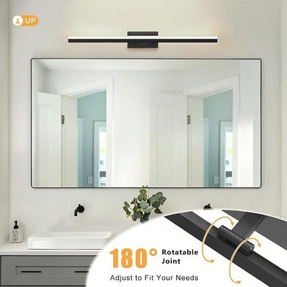 IZORRO Modern Bathroom Vanity Light 48 inch, Rotatable, 36W Dimmable Led Bathroom Light Fixture Over Mirror, Black Vanity Light Bar (5 Color Temperature)