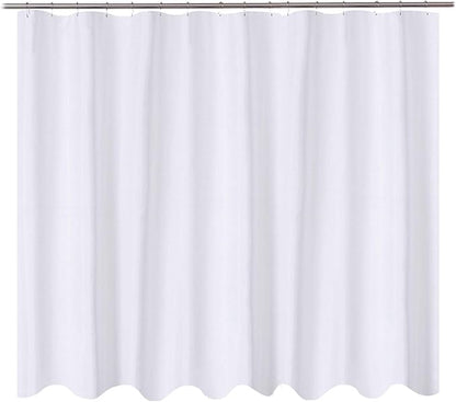 N&Y HOME Fabric Shower Curtain Liner Oversize 96 x 72 inches, Hotel Quality, Washable, Water Repellent, White Bathroom Curtains with Grommets, 96x72