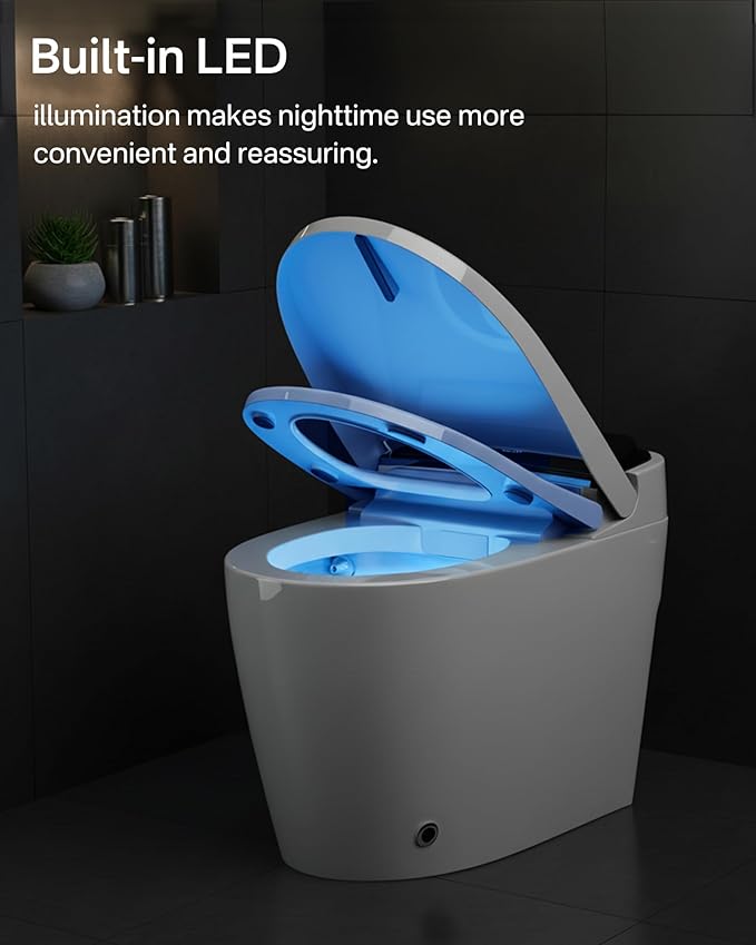 Smart Toilet with Bidet, Bidet Toilet, Modern Smart Toilets, Inteligente Japanese Toilet Seat,Toilet with Bidet Built in, Tankless Electric Toilet With Auto Open/Close Lid, Warm Water, Heated Seat