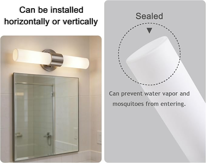 29" Modern Wall Sconce with Frosted Glass Shades, for Bathroom Mirror Bedroom Living Room Hallway, Brushed Nickel Finish