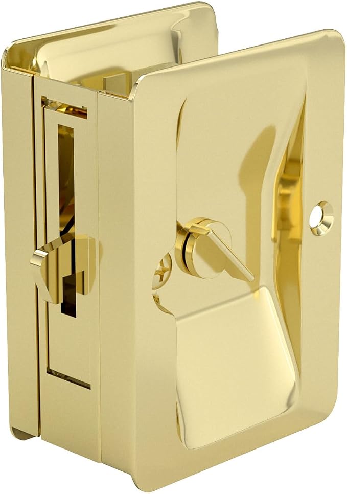 Richelieu | Onward Privacy Lock Pocket Door Pull, Rectangular, Brass