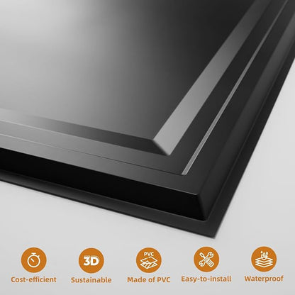 WOWSTAR 12-Pack 24"x24" Drop Ceiling Tiles, Waterproof Glue up Ceiling Panels, Black | PVC ceiling panels, 24"x24", waterproof, glue-up install, basement kitchen bathroom, 12-pack, set C