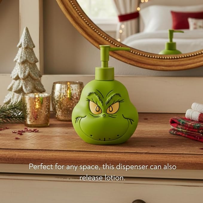 Dr. Seuss The Grinch Holiday Christmas Soap/Lotion/Hand Sanitizer Resin Pump Dispenser, 18.28 Ounces, (Officially Licensed Product) by Franco Collectibles