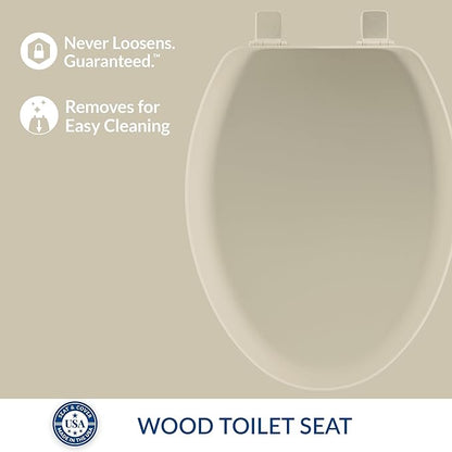 Mayfair Cameron Bone Toilet Seat, Non Slip Heavy Duty Wood, Easy Clean, Made in USA, Elongated (Pack of 2)