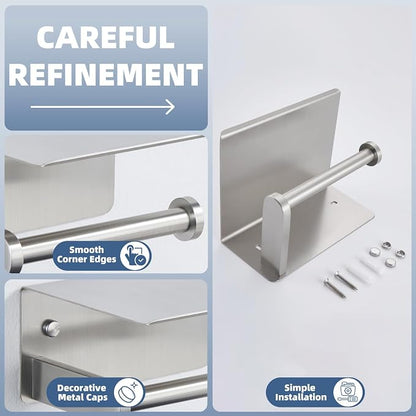 Toiler Paper Holder with Phone Shelf, Brushed Nickel, Wall Mounted | 304 Stainless Steel, Rust-resistant Tissue Holder for Bathroom Restroom Powder Room, Stable Paper Roll & Phone Storage