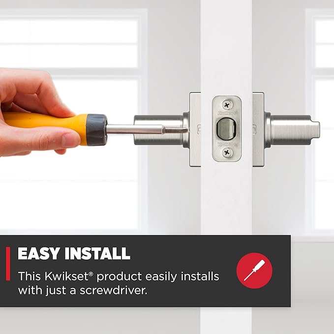 Kwikset Casey Door Handle, Satin Nickel | Interior Privacy Lock | For Bathroom and Bedroom | Reversible | Pack of 6