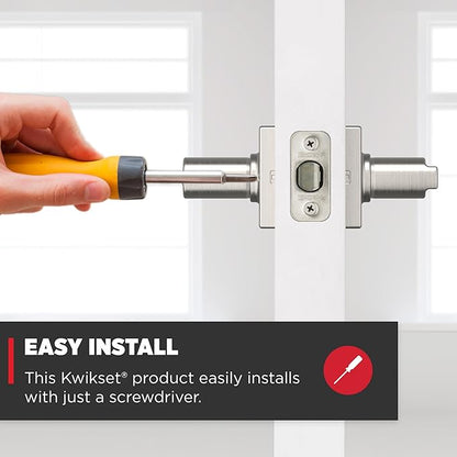Kwikset Casey Door Handle, Satin Nickel | Interior Privacy Lock | For Bathroom and Bedroom | Reversible | Pack of 6