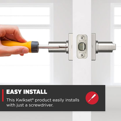 Kwikset Casey Interior Privacy Door Handle with Lock,Door Lever for Bathroom and Bedroom,Satin Nickel Reversible Keyless Turn Lock,with Microban Protection,(Pack of 4)
