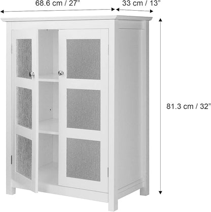Elegant Home Fashions Connor Floor Cabinet with 2 Glass Doors | Adjustable Shelf