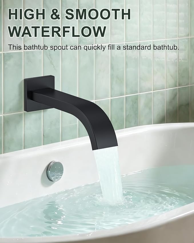 Rain Shower System with Rough-in Valve, Wall Mount Shower Faucet Set with 12" & 6" Dual Rain Shower Heads, 2-in-1 Handheld Shower, Tub Spout, 4-Function Complete Shower Fixture, Matte Black