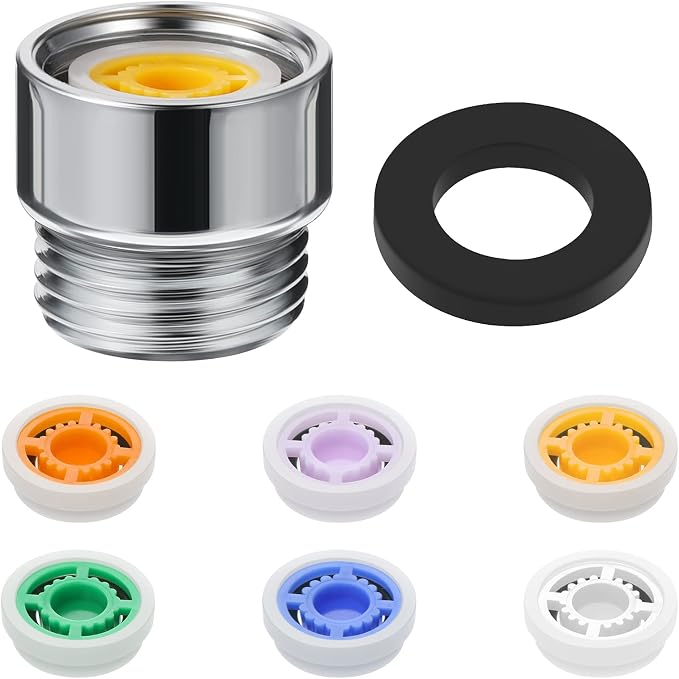 Honoson 1 Set Shower Flow Reducer Limiter Set 1/2 Inch Flow Restrictor Control Valve for Fixed Handheld and Shower Head 1.2/1.5/1.8/2/ 2.2/2.5 Gpm