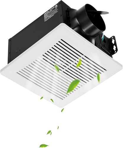 VEVOR Bathroom Exhaust Fan, 110 CFM Bathroom Vent, 1.5 Sones Low-Noise, Premium Motor Ceiling Fan, Standard 4-inch Duct Interface for Laundry Room, Storage Room, Home Ventilation, White