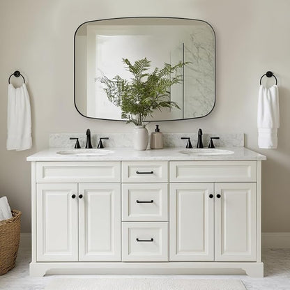 Oval Mirrors for Bathroom, 30x48’’ Black Oval Mirror for Bathroom, Oblong Mirrors with Black Metal Frame Pill Shaped Mirror Wall Mounted Horizontal or Vertical