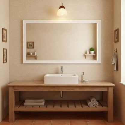 CULER White Wall Mirror for Bathroom,Rectangle 55 x 30 inch Hanging Vanity | Dressing Mirrors for Living Room,Bedroom,Entryway