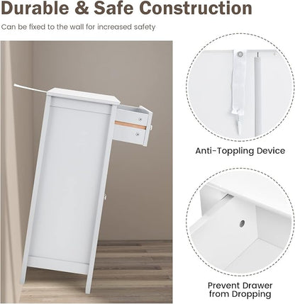 Giantex Bathroom Storage Cabinet with Drawer - Floor Cabinet with Doors, Adjustable Shelf, Storage Organizer for Entryway, Laundry Room, Kitchen, Living Room, Freestanding Cupboard (White)