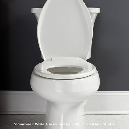 Bemis Aurora Slow Close Toilet Seat, Easy Clean Hinges and Adjustable Perfect Fit Plastic Seat, Made in USA, Round, Biscuit