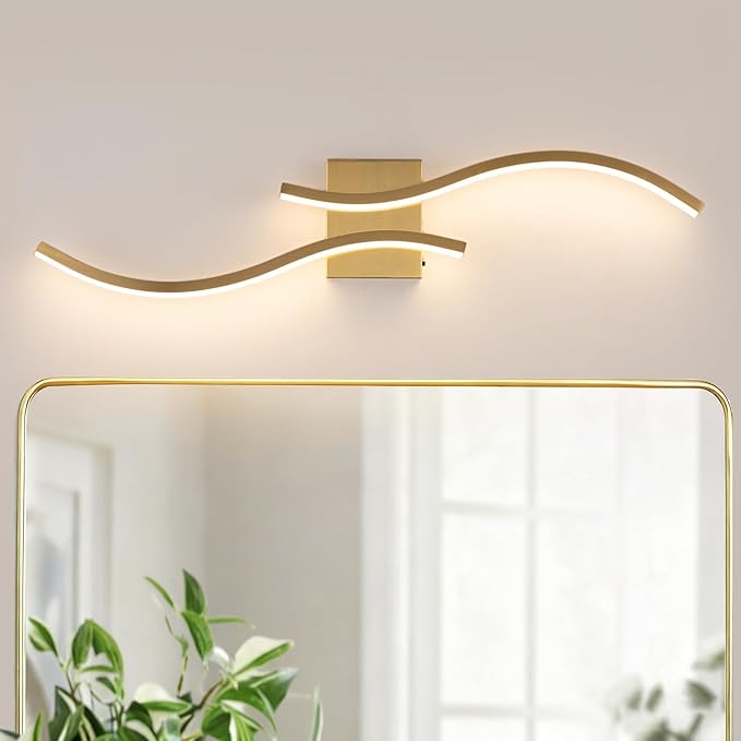 Bathroom Vanity Light Fixture, 26W 5CCT Dimmable Modern Led Bathroom Light Fixtures Over Mirror, LED Vanity Lighting Bar for Bathrooms (Gold, 31.5inch)