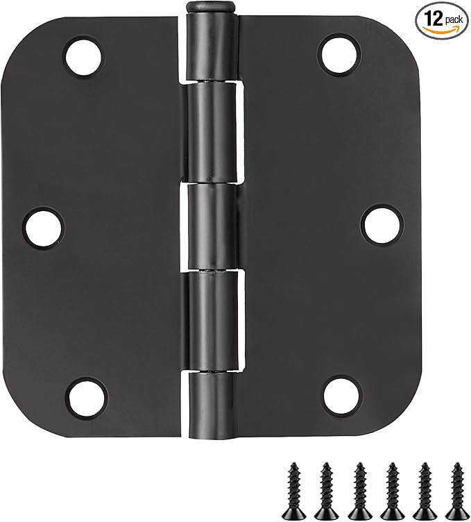 Design House 12-Pack 3.5-Inch x 3.5-Inch Interior Door Hinges with 5/8-Inch Radius, Matte Black, Heavy Duty Steel Construction, Left- or Right-Handed – Design House, 189761