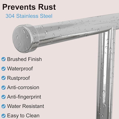 Hand Towel Holder for Bathroom, Freestanding Towel Stand, Brushed Nickel | T-shape Stainless Steel Towel Rack with Heavy Marble Base for Hand Towels on Bathroom Vanities, Guest Baths or Counters