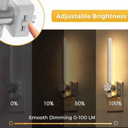 L LOHAS LED Night Light, Night Lights Plug into Wall, Bathroom Night Light | 0-200LM, Dusk to Dawn Sensor 2W Dimmable Nightlights, Soft White 3000K, Modern Nightlight for Adults Mirror Restroom, 1 Pack