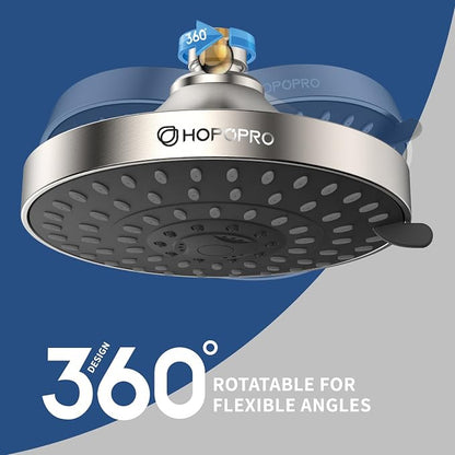 HOPOPRO 5-Mode High Pressure Shower Head - The Washington Post, NBC News, Today TV Show Recommended - High Flow Fixed Showerheads (6 Inch Brushed Nickel)