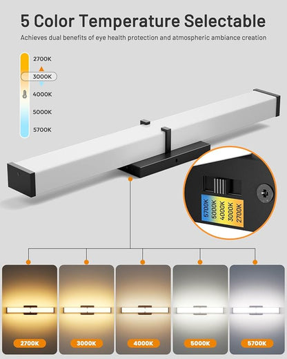 Modern Bathroom Light Fixtures Over Mirror,Dimmable Vantiy Lights for Bathroom,5CCT 16 Inch (15.75inch)20W 2000LM LED Vanity Light Bar,Matte Black Powder Room Lighting Fixtures,ETL Certified