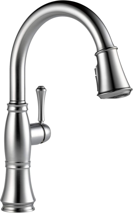 Delta Faucet Cassidy Brushed Nickel Kitchen Faucet, Kitchen Faucets with Pull Down Sprayer, Kitchen Sink Faucet, Faucet for Kitchen Sink with Magnetic Docking, Lumicoat Arctic Stainless 9197-AR-PR-DST