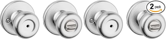 Kwikset 93001-871 Tylo Bed & Bath Knob in Satin Chrome (Pack of 2)