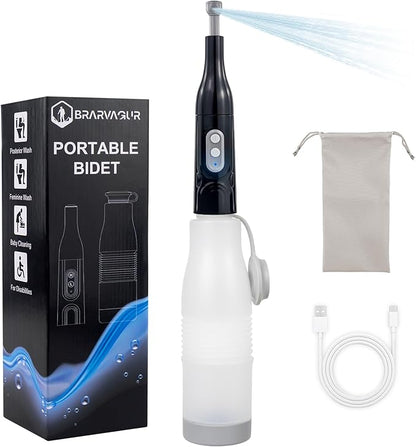 Portable Electric Travel Bidet - Collapsible Bottle 350-550ML, High Pressure Dual Spray Modes, IPX7 Waterproof, Rechargeable, for Personal Hygiene/Baby/Elderly Care