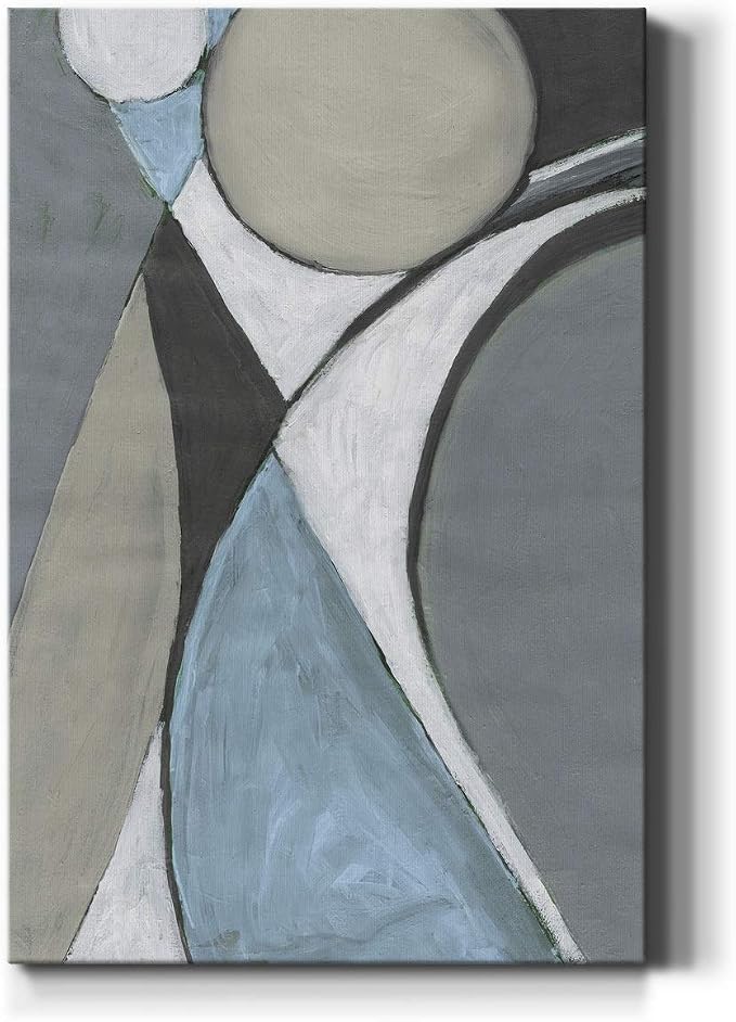 Renditions Gallery Canvas Abstract Wall Art Home Modern Decorations Paintings Blue Grey Soft Jewel Geometric Canvas Wall Hanging Artwork Prints for Bedroom Living Room Office - 24"x36" LT02