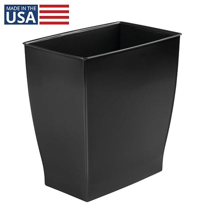 iDesign Small Plastic Bathroom Trash Can, Black | Slim Rectangle, For Bedroom, For Office, For Dorm