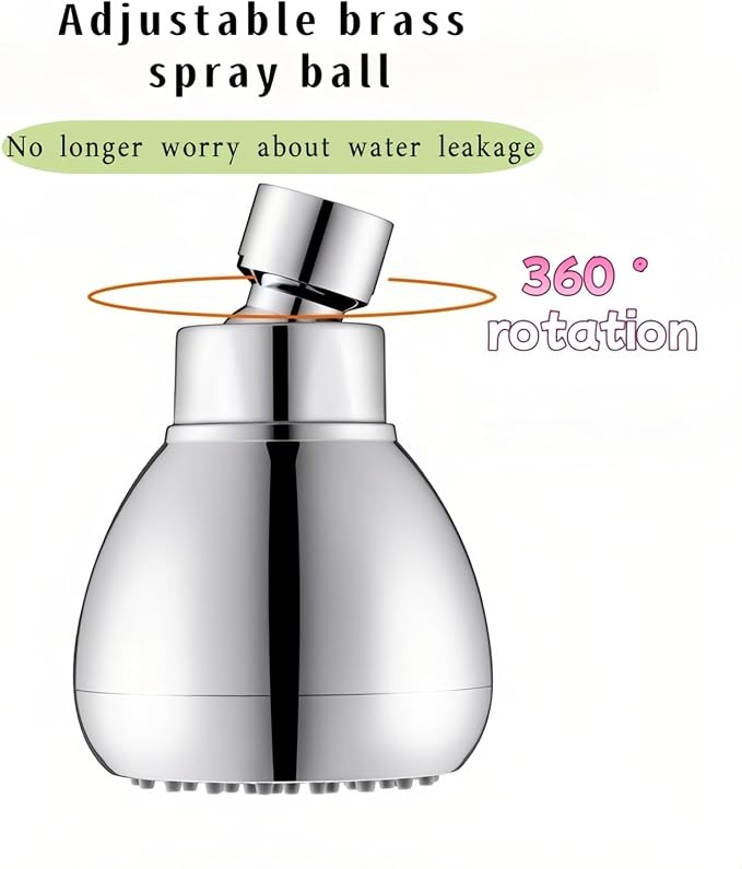 High Pressure Shower Head 3" Chrome - 360° Rotating Self-Cleaning Jets, Water Saving Flow Optimizer, Easy Install & Rustproof ABS, Spa Rainfall Spray for Adults/Elderly