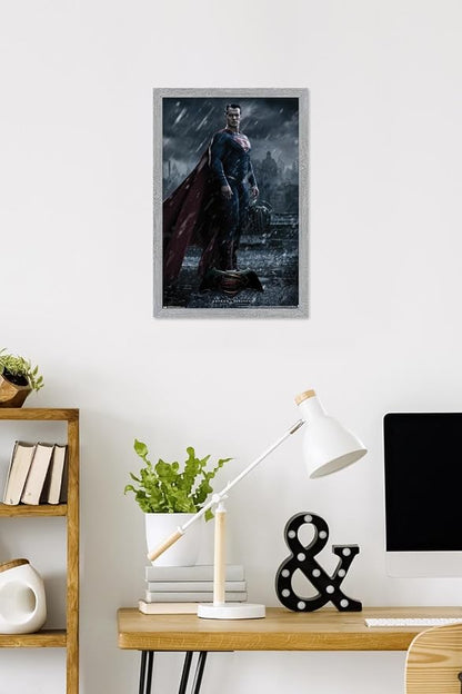 Trends International DC Comics Movie Batman v Superman - Superman Wall Poster, 22.4L x 14.7W, Gray Framed Version