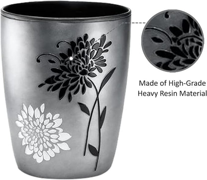 Popular Bath Erica Collection Grey Resin Trash Can, 9" x 6" x 9.5"