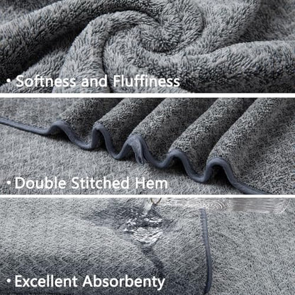 Ycosy Grey Hand Towels Set 16x31 Inches,Soft Microfibers Bathroom Towel Set 2 Pack,Highly Absorbent Quick Dry Luxury Towel Hotel Spa Gym Hand Towel Collection for Bathroom