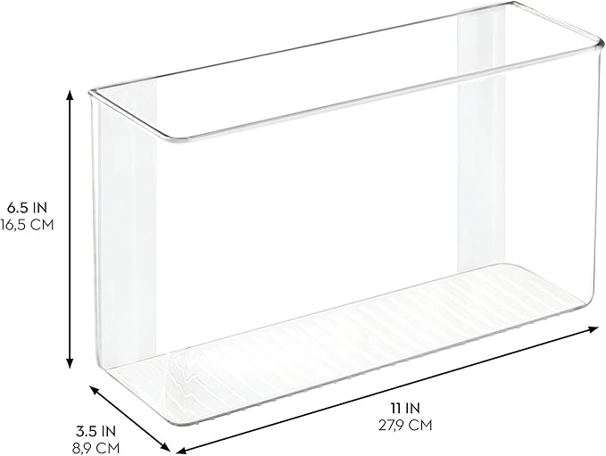 iDesign AFFIXX Plastic Wall Mount Organizer for Kitchen Bathroom, Office, Bedroom, Garage, Craft Room, 3.5" x 11" x 6.5", Clear