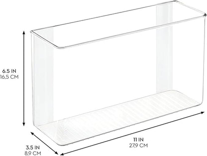 iDesign AFFIXX Plastic Wall Mount Organizer for Kitchen Bathroom, Office, Bedroom, Garage, Craft Room, 3.5" x 11" x 6.5", Clear