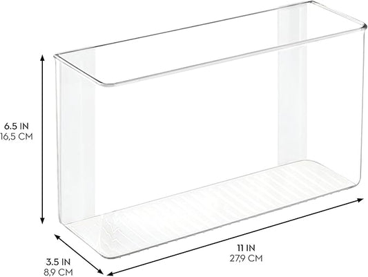 iDesign AFFIXX Plastic Wall Mount Organizer for Kitchen Bathroom, Office, Bedroom, Garage, Craft Room, 3.5" x 11" x 6.5", Clear