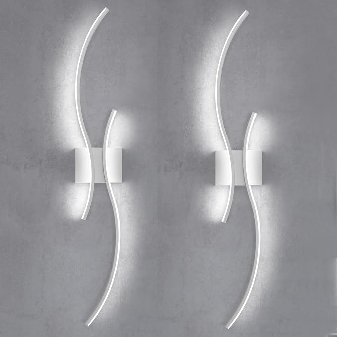 CANEOE Modern Led Wall Light Set of 2, 39inch Indoor Led Wall Sconce Lighting, Bathroom Vanity Light Fixtures Over Mirror for Living Room Hallway Bedroom Bedside Wall Lamp (White,6000K,2 Packs)