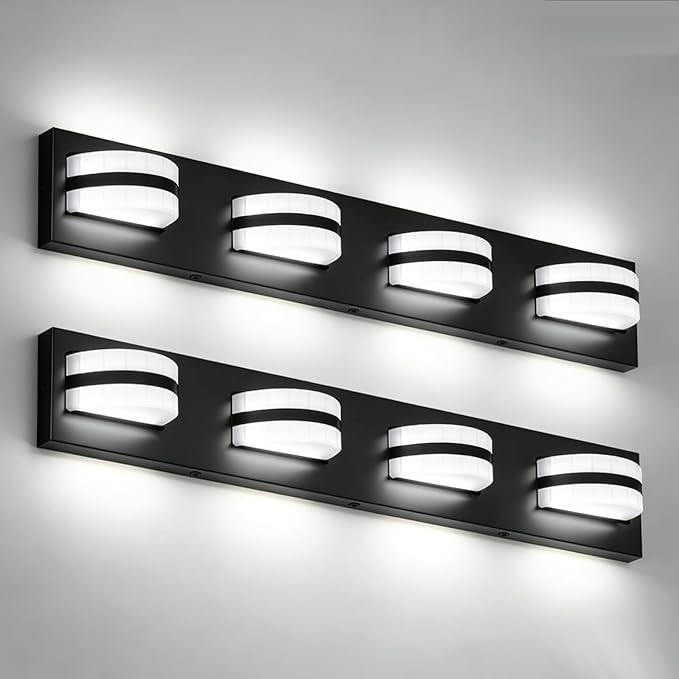 LED Bathroom Vanity Light, 360°Rotatable, Nature White 5000K 4Light, Black Modern Matte Bathroom Lighting Fixtures, Over Mirror Vanity Lights ETL Certified