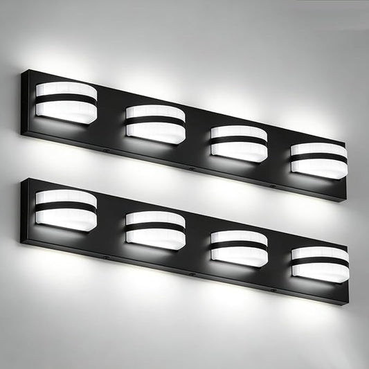 LED Bathroom Vanity Light, 360°Rotatable, Nature White 5000K 4Light, Black Modern Matte Bathroom Lighting Fixtures, Over Mirror Vanity Lights ETL Certified